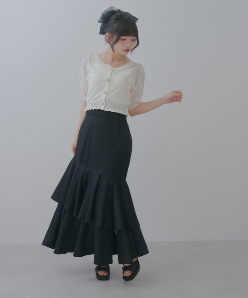 Lilymel（リリメル） ロング スカート スリット入りアシメフリル