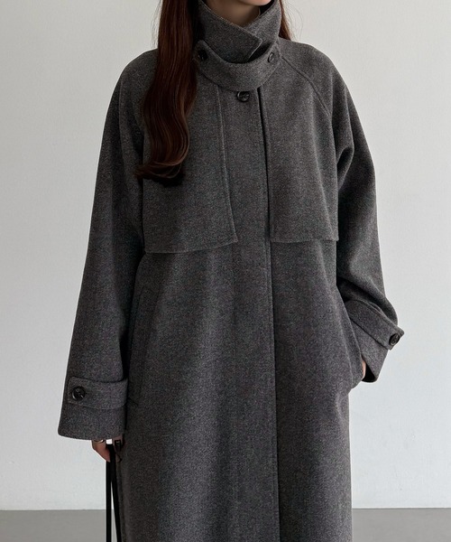 「callautia」 ステンカラーコート X-LARGE ダークグレー レディース_画像2
