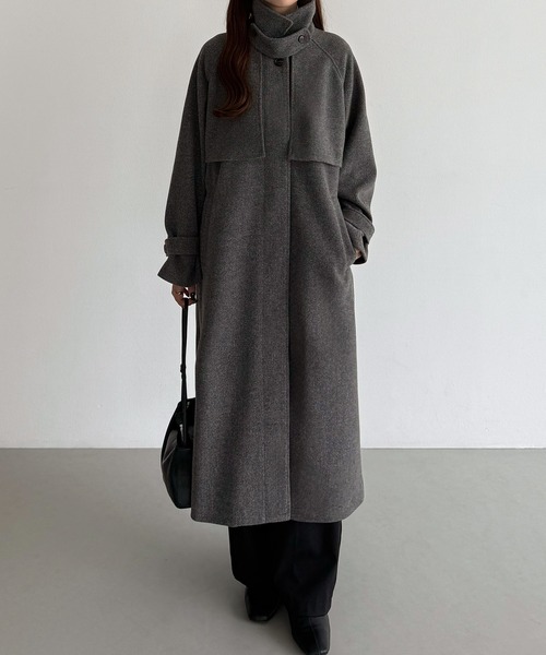 「callautia」 ステンカラーコート X-LARGE ダークグレー レディース_画像3