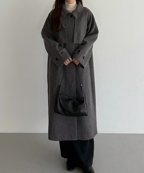 「callautia」 ステンカラーコート X-LARGE ダークグレー レディース_画像4