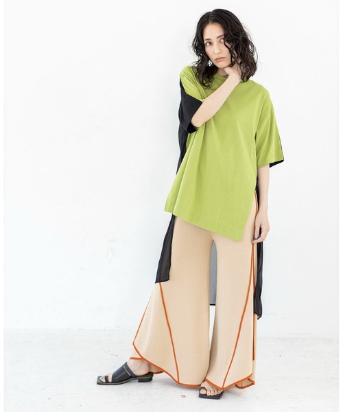 「OSMOSIS」 半袖カットソー ONE SIZE ライトグリーン レディース_画像2