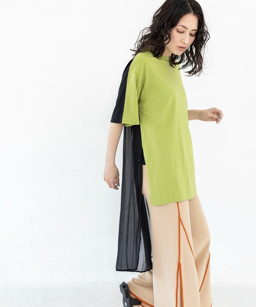 「OSMOSIS」 半袖カットソー ONE SIZE ライトグリーン レディース_画像6