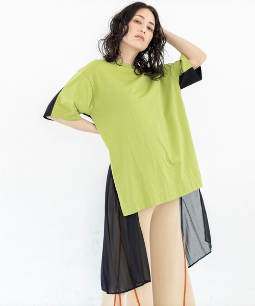 「OSMOSIS」 半袖カットソー ONE SIZE ライトグリーン レディース_画像9