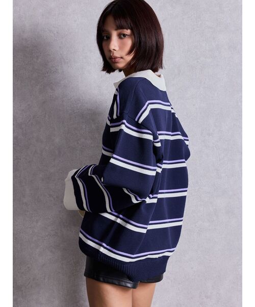 GYDA（ジェイダ） ニット セーター スキッパーPOLOボーダーニット
