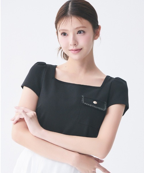 tシャツ 「洗える」トリムポケットTシャツ レディースの画像