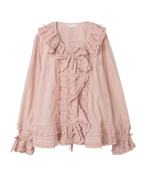 【美品】PINK HOUSE ブラウス 長袖 リボン付 PINK HOUSE（ピンクハウス） ブラウス シャツ ミニリボンいっぱい