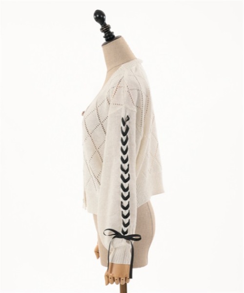 「axes femme POETIQUE」 ニットカーディガン MEDIUM サックスブルー レディース_画像3