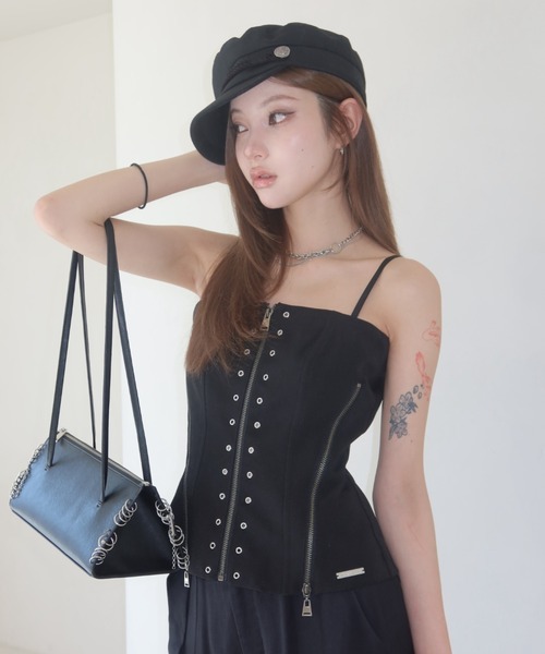 ベアトップ/チューブトップ amerivintage UTILITY BUSTIER TOP JOSE MOON（ジョゼムーン） チューブトップ ベアトップ ARMURE ZIP