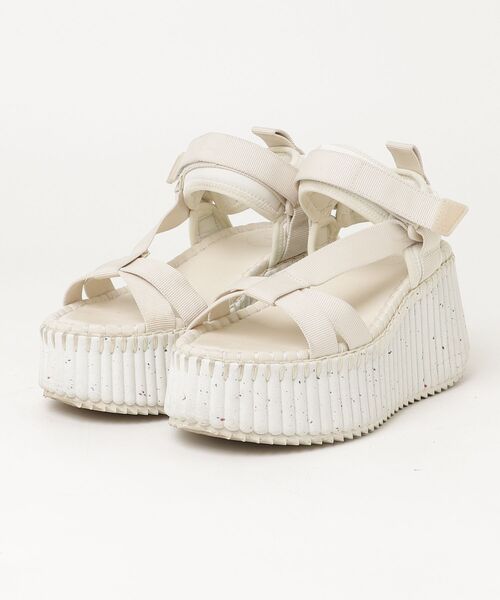 G*˚様 Chloé ベージュ ブラウン ウェッジサンダル Chloe（クロエ） NAMA ウェッジ サンダル 35 ベージュ レディース