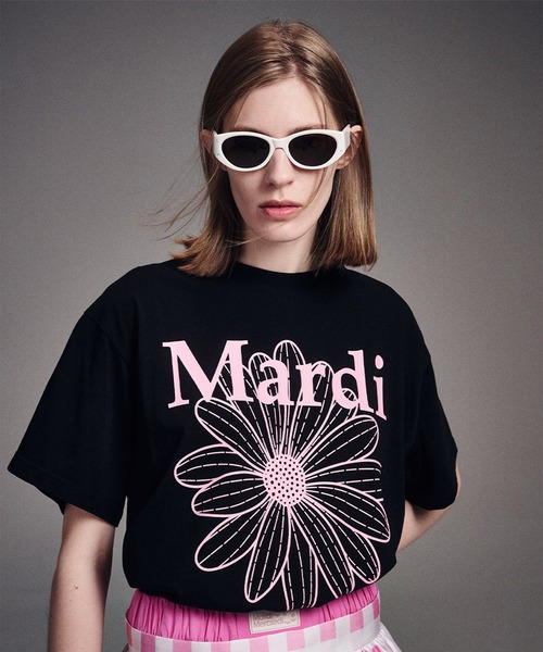 「Mardi Mercredi」 半袖Tシャツ FREE ブラック×ピンク レディース_画像6