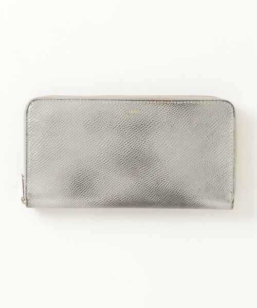 CELINE（セリーヌ） ラージ ジップドウォレット - シルバー レディース 