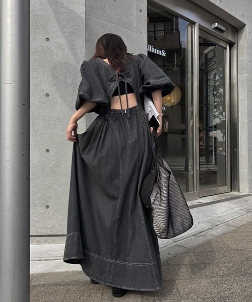 WILLFULLY（ウィルフリー） ワンピース back open switching bicolor