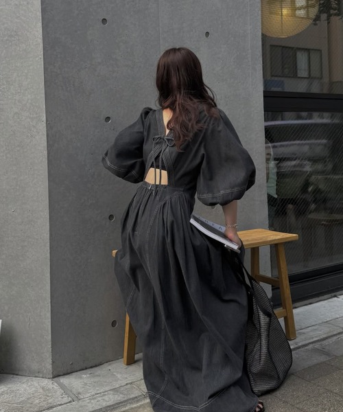 WILLFULLY（ウィルフリー） ワンピース back open switching bicolor