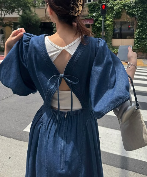 WILLFULLY（ウィルフリー） ワンピース back open switching bicolor