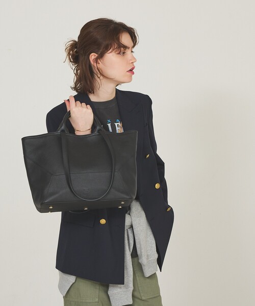 LOWELL things A4 ブラックトートバッグ LOWELL things（ロウェル シングス） トートバッグ Cleo/A4切替レザー