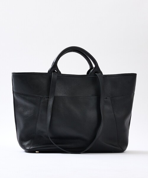 【美品】LOWELL Things　ブラックレザートートバッグ(A4入ります！) LOWELL things（ロウェル シングス） トートバッグ Cleo/A4切替レザー