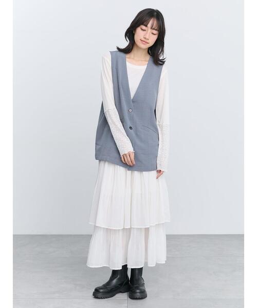 Samansa Mos2（サマンサモスモス） スカート レイヤード風消しプリーツ