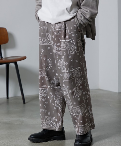 MONO-MART（モノマート） スラックス TRストレッチ タックワイド