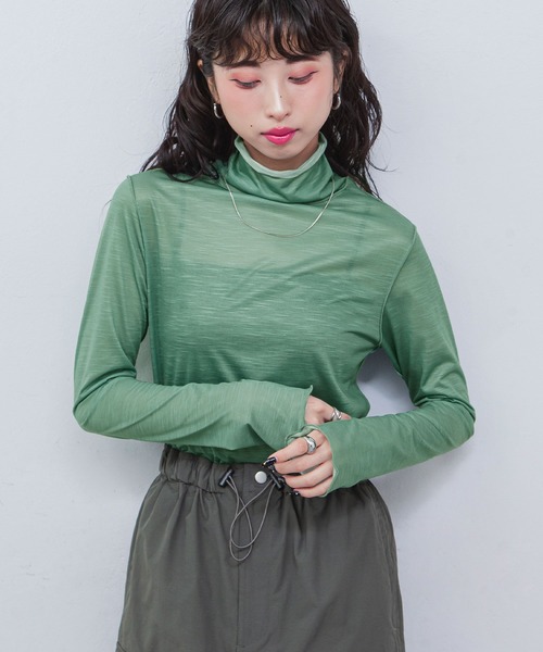 tシャツ シアートップス ハイネック ライトグリーン レディース tシャツ シアーハイネックトップス レディース : ZOZOTOWN Yahoo