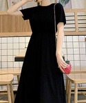 ワンピース 夏 半袖 ウエストギャザーTシャツ...の詳細画像2