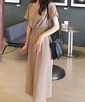 ワンピース 夏 半袖 ウエストギャザーTシャツ...の詳細画像4