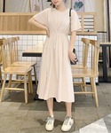 ワンピース 夏 半袖 ウエストギャザーTシャツ...の詳細画像5
