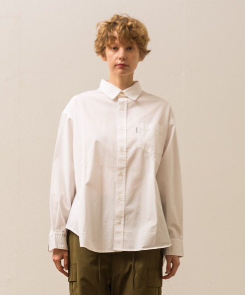 ブラウス シャツ ビッグシルエットバックデザインストレインシャツ レディース Allumer ブラウス シャツ ビッグシルエットバックデザイン