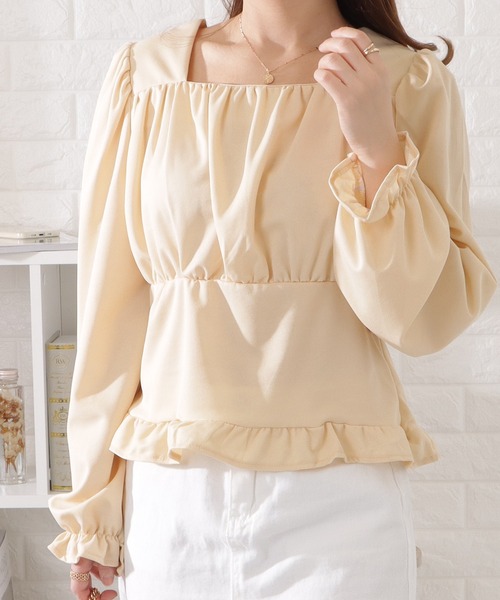 ブラウス シャツ メリハリギャザースクエアネックプルオーバー レディース | Lace Ladies | 14