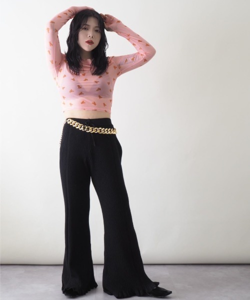 tシャツ Tシャツ WAN-NYAN/BEARクロップドトップス レディース