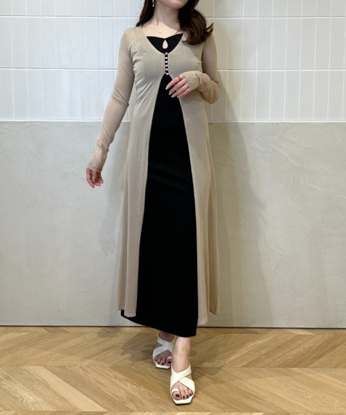 ニット セーター パールポイントシアーニットカーディガン レディース eimy istoire ニット セーター パールポイントシアーニット