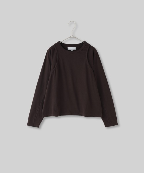 tシャツ レイヤード風ロングスリーブカットソー -手洗い可- レディース