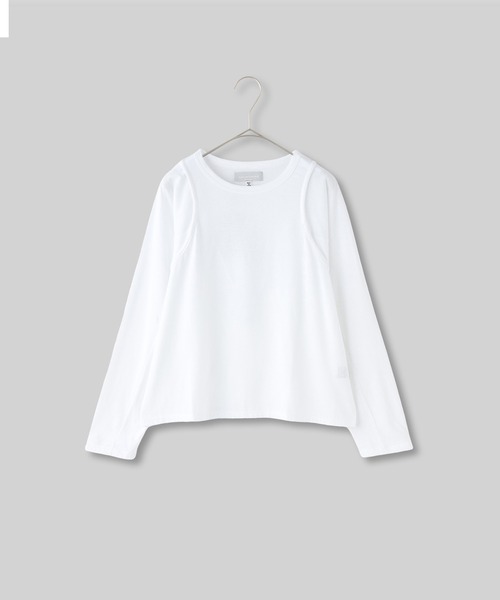 tシャツ レイヤード風ロングスリーブカットソー -手洗い可- レディース