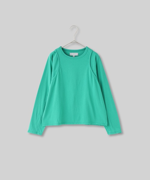 tシャツ レイヤード風ロングスリーブカットソー -手洗い可- レディース