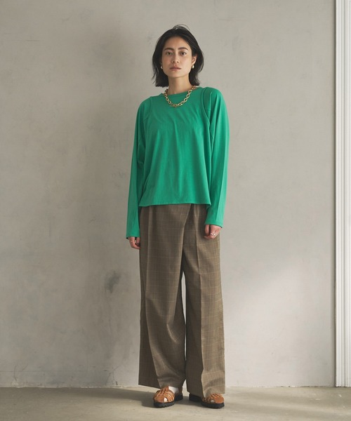 tシャツ レイヤード風ロングスリーブカットソー -手洗い可- レディース