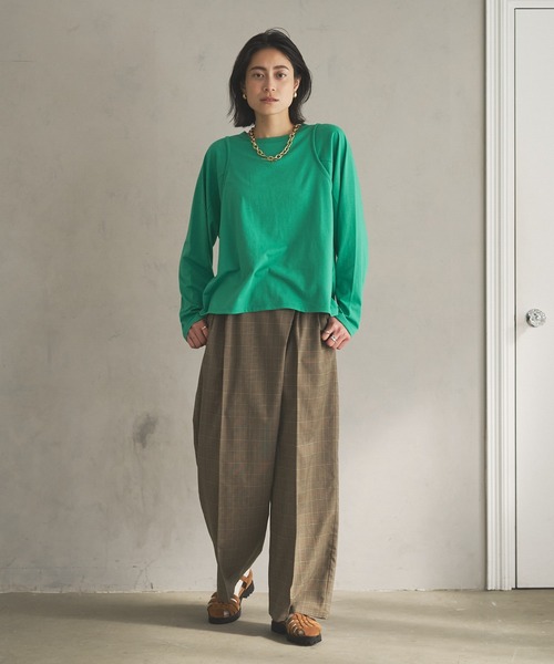 tシャツ レイヤード風ロングスリーブカットソー -手洗い可- レディース