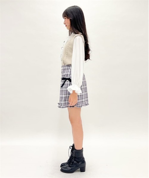 ワイドパンツ パンツ 連ボタンチェック柄キュロット キッズ 子供服 女の子 | axes femme PETIT LADY | 03