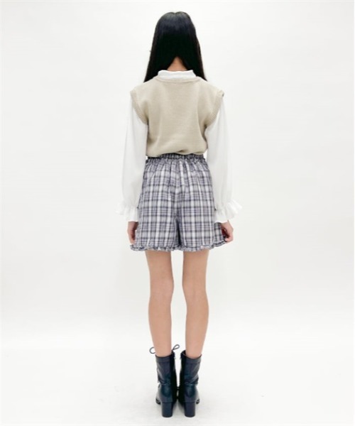 ワイドパンツ パンツ 連ボタンチェック柄キュロット キッズ 子供服 女の子 | axes femme PETIT LADY | 04