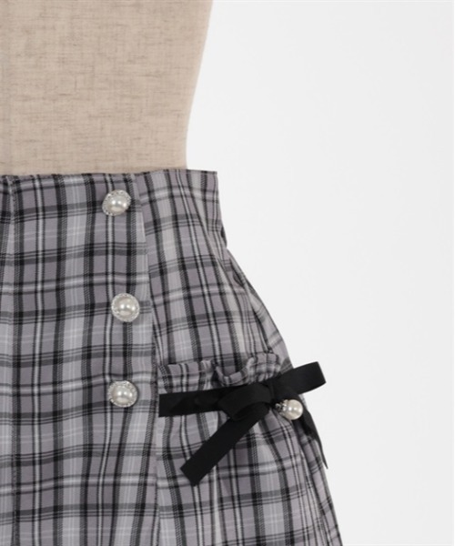 ワイドパンツ パンツ 連ボタンチェック柄キュロット キッズ 子供服 女の子 | axes femme PETIT LADY | 08