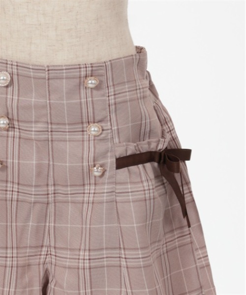 ワイドパンツ パンツ 連ボタンチェック柄キュロット キッズ 子供服 女の子 | axes femme PETIT LADY | 18