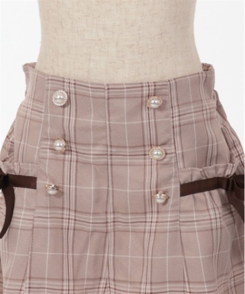 ワイドパンツ パンツ 連ボタンチェック柄キュロット キッズ 子供服 女の子 | axes femme PETIT LADY | 20