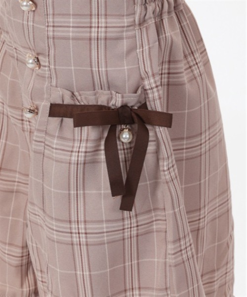 ワイドパンツ パンツ 連ボタンチェック柄キュロット キッズ 子供服 女の子 | axes femme PETIT LADY | 21