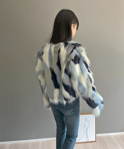 カーディガン ミックスフェイクファーボレロ レディース Jewelobe カーディガン ミックスフェイクファーボレロ