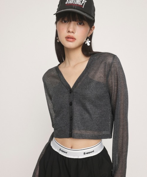 カーディガン レディース CROPPED 2WAY SHEER C/D クロップド 2ウェイ シアー カーディガン｜zozo