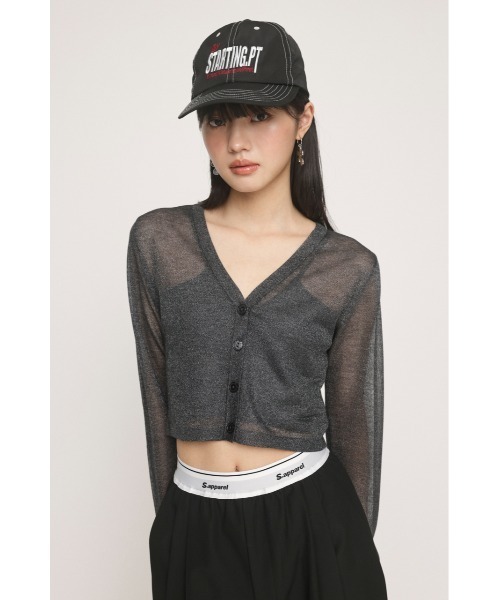 カーディガン レディース CROPPED 2WAY SHEER C/D クロップド 2ウェイ シアー カーディガン｜zozo｜21