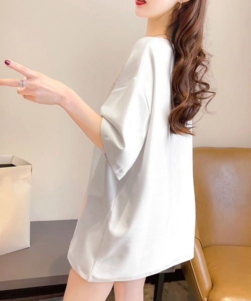 miniministore tシャツ 立体ロゴtシャツ 韓国チュニックロンT