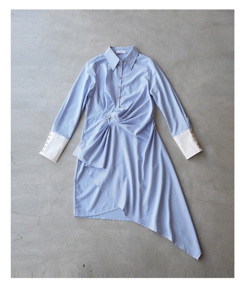 galliano 青のドレープ 五分丈 チュニック