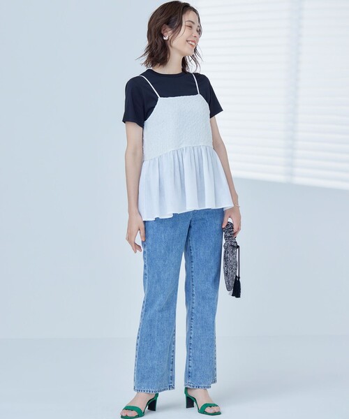 tシャツ レリーフジャガードキャミツインセット レディース 組曲 tシャツ レリーフジャガードキャミツインセット レディース