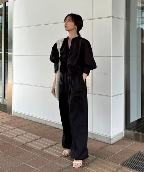 ブラウス シャツ カーブスリーブバンドカラーシャツ レディース ETRE TOKYO ブラウス シャツ カーブスリーブバンドカラーシャツ