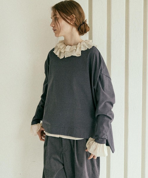 ブラウス シャツ B2845 ドットカットJQフリルカラーブラウス レディース RNA-N ブラウス シャツ B2845 ドットカットJQフリルカラー