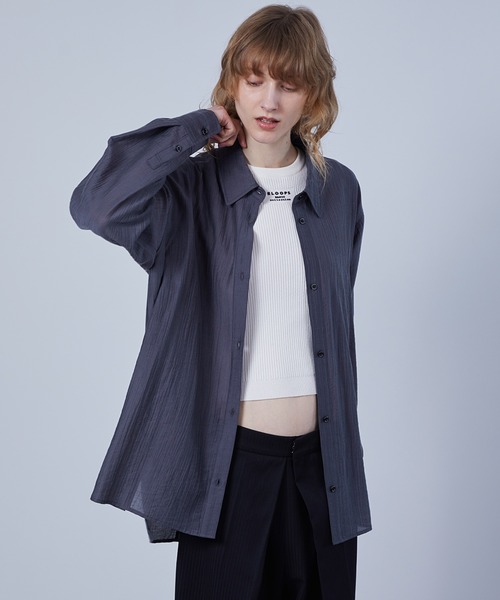 ブラウス シャツ 「ELOOPS」フルイド バックボタンディテール オーバーシャツ レディース メンズ